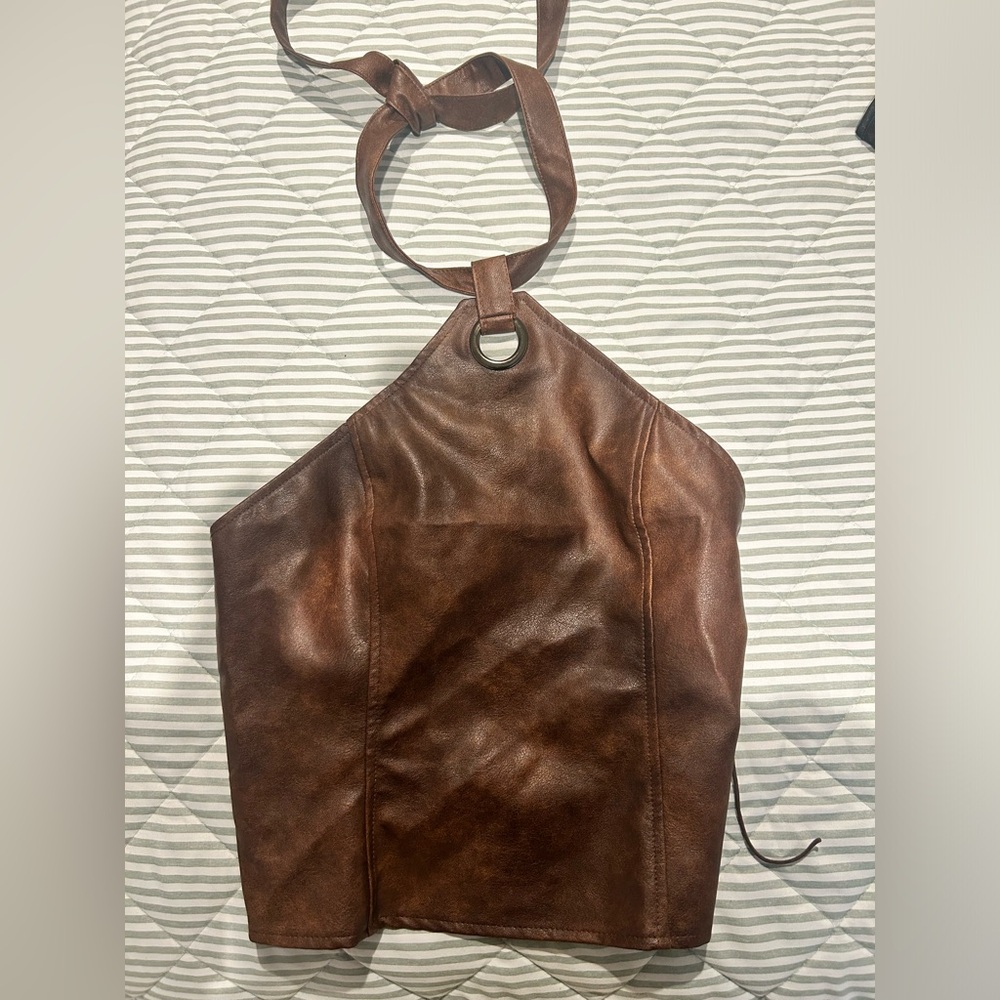 Women’s Brown Leather Halter Tote Bag